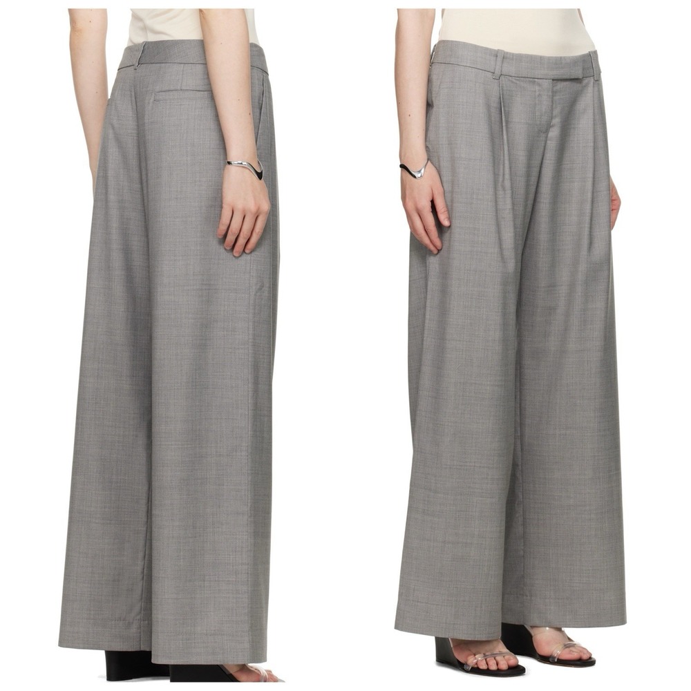 BELLE The Label Perennial Trousers Size 10 Medium Gray Wide Leg Wool Blend NEW - Picture 2 of 15